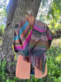Midnight Margaritas multicolored boho handspun handwoven wrap, shawl, drape