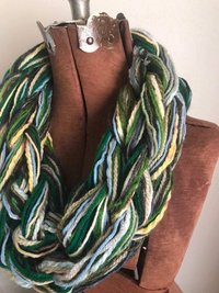 Spring Green Cowl - textured handknit bulky cowl, ready to ship, bulky lightweight warm oversized cowl