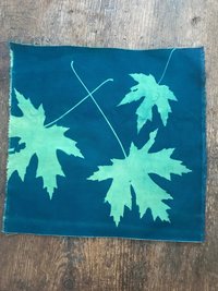 Maple Leaves - Cyanotype printed cotton fabric squares