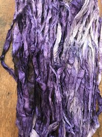 Logwood naturally dyed sari silk yarn, 60 yards