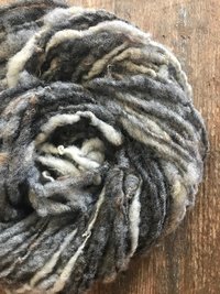 Grey undyed corriedale handspun yarn, 20 yards corriedale wool