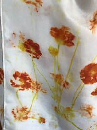 Orange Flowers naturally hand dyed silk scarf
