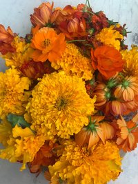 Orange Flowers naturally hand dyed silk scarf
