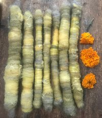 Marigold naturally dyed art rolags spinning fiber
