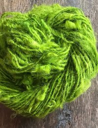 Chartreuse Lincoln wool locks yarn, 50 yards