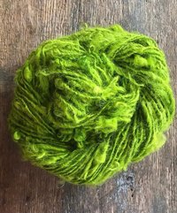 Chartreuse Lincoln wool locks yarn, 50 yards