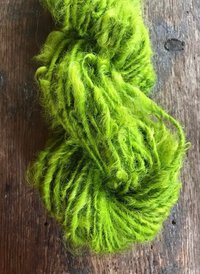 Chartreuse Lincoln wool locks yarn, 50 yards