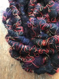 Vesuvius wrapped art yarn coils, 7 yards
