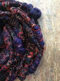 Vesuvius wrapped art yarn coils, 7 yards