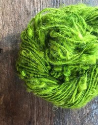 Chartreuse Lincoln wool locks yarn, 50 yards
