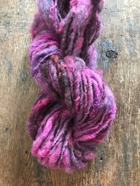Hot Pink overdyed Finnsheep wool locks yarn, 20 yards