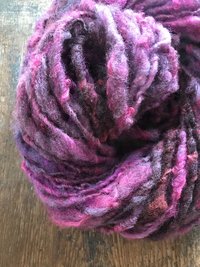 Hot Pink overdyed Finnsheep wool locks yarn, 20 yards
