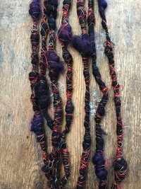 Vesuvius wrapped art yarn coils, 7 yards