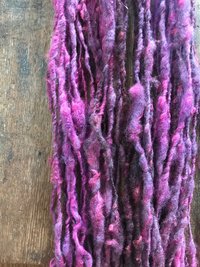 Hot Pink overdyed Finnsheep wool locks yarn, 20 yards