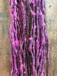 Hot Pink overdyed Finnsheep wool locks yarn, 20 yards