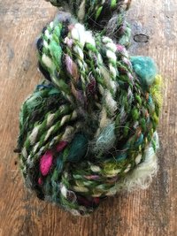 Controlled Chaos, green edition: 50 yards bulky art yarn