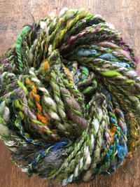 Controlled Chaos, green edition: 50 yards bulky art yarn