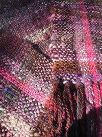 Woven handspun wrap, shawl, scarf, fringed purple handmade bespoke cottagecore artisan wearable art