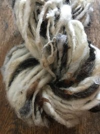 Jacob wool natural handspun bulky black and white yarn, 20 yards