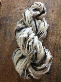 Jacob wool natural handspun bulky black and white yarn, 20 yards