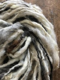 Jacob wool natural handspun bulky black and white yarn, 20 yards
