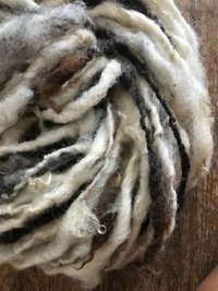 Jacob wool natural handspun bulky black and white yarn, 20 yards