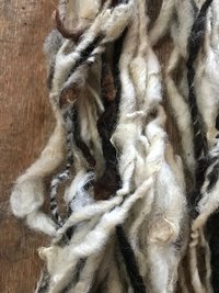 Jacob wool natural handspun bulky black and white yarn, 20 yards
