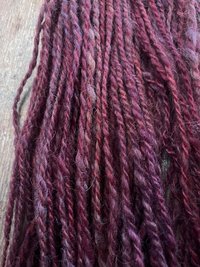 Raspberry Fool - 50 yards light bulky handspun yarn