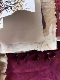 Owls, stars, satin and beaded fringe handmade flexible art journal. Upcycled, luxurious, one of a kind.