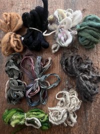 20 Mini Skein Art Yarn Sampler - Greens And Neutrals, Weaving, Junk Journal, Doll Making, Felting