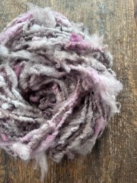 Pastel pink wispy soft handspun wool art yarn, 20 yards