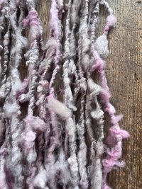 Pastel pink wispy soft handspun wool art yarn, 20 yards