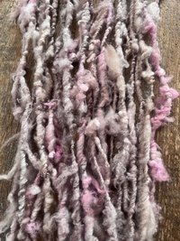 Pastel pink wispy soft handspun wool art yarn, 20 yards