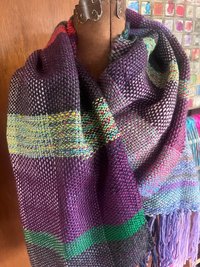 Handwoven wrap - studio sample sale! Beautiful fringed pink purple soft shawl
