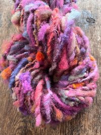 Salacious - hot pink orange colorful nubbly handspun southdown wool art yarn