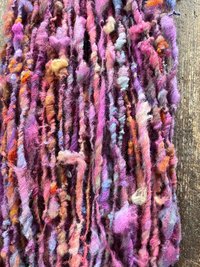 Salacious - hot pink orange colorful nubbly handspun southdown wool art yarn