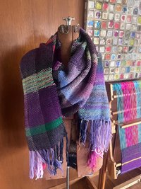 Handwoven wrap - studio sample sale! Beautiful fringed pink purple soft shawl