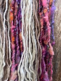 Satisfaction, scrappy handspun self striping yarn, 50 yards