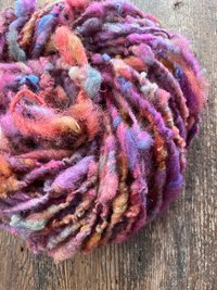 Salacious - hot pink orange colorful nubbly handspun southdown wool art yarn