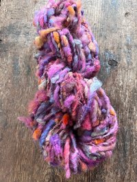Salacious - hot pink orange colorful nubbly handspun southdown wool art yarn