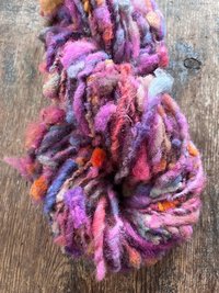 Salacious - hot pink orange colorful nubbly handspun southdown wool art yarn