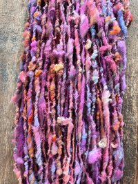 Salacious - hot pink orange colorful nubbly handspun southdown wool art yarn