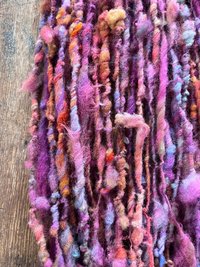 Salacious - hot pink orange colorful nubbly handspun southdown wool art yarn