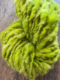Vivacious green handspun art yarn, textured bulky weight wool