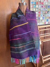 Purple multicolored handwoven wrap, shawl, table runner or wall hanging