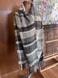 Natural colors handspun handwoven wool wrap, SCA, ren faire, undyed, rustic heirloom shawl