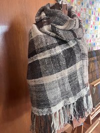 Natural colors handspun handwoven wool wrap, SCA, ren faire, undyed, rustic heirloom shawl