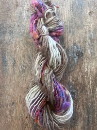Satisfaction, scrappy handspun self striping yarn, 50 yards