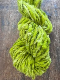 Vivacious green handspun art yarn, textured bulky weight wool