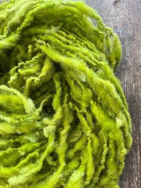 Vivacious green handspun art yarn, textured bulky weight wool